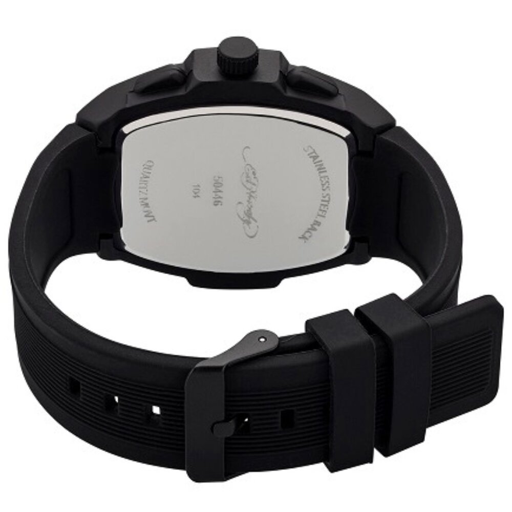 ED HARDY TONNEAU BLACK/RED/SILVER 3 HAND MEN'S SILICONE STRAP WATCH**NEW! - Picture 4 of 4